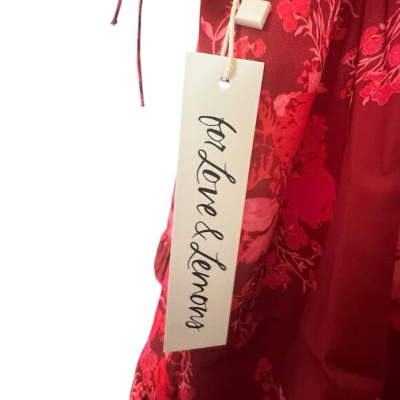 For Love & Lemons Red Alia Sultry Swing Seductive Dress Size Med NWT Floral - Picture 8 of 10